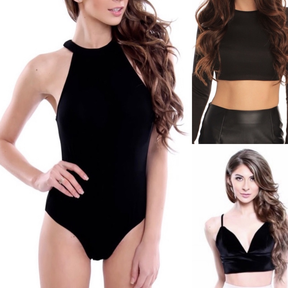 Black Top Bundle Pack: 2 Crops & 1 Bodysuit NWT!